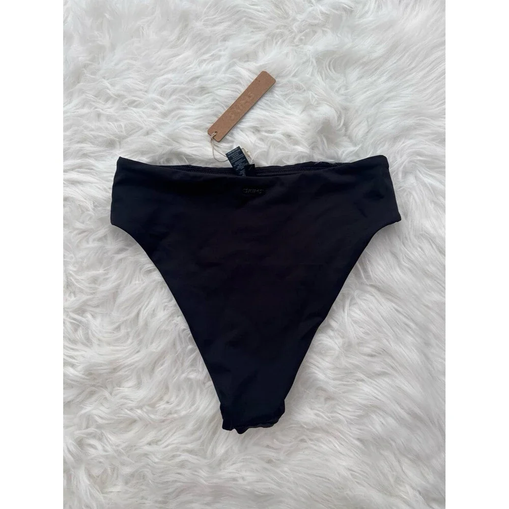 Skims Signature Swim Mid Waist Bottom Onyx Size XS